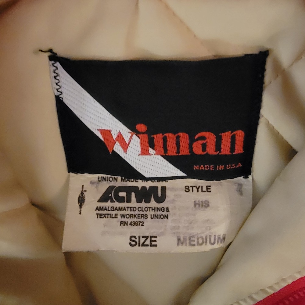 Vintage Wiman Mens Red Champion Cooper Plus‎ Spark Plug Ad Full Zip Vest Medium - Picture 6 of 8